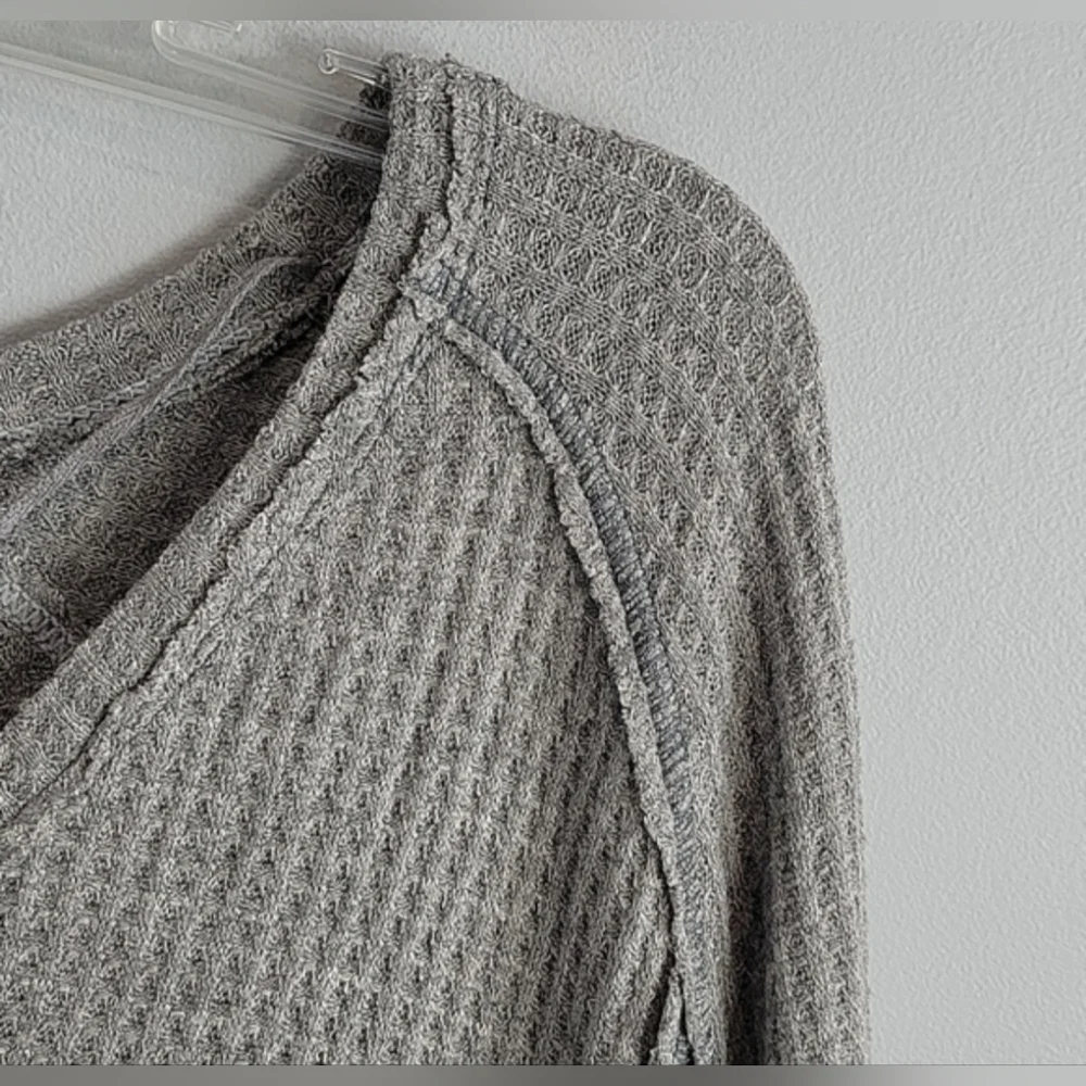 Free People Waffle We the Free Laguna Thermal Gray Swing Top XS